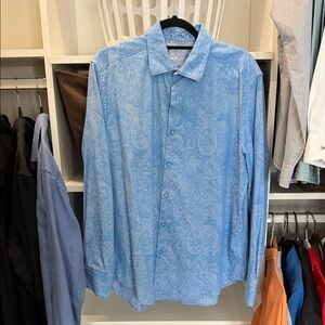 Robert Graham Light Blue Paisley Dress Shirt